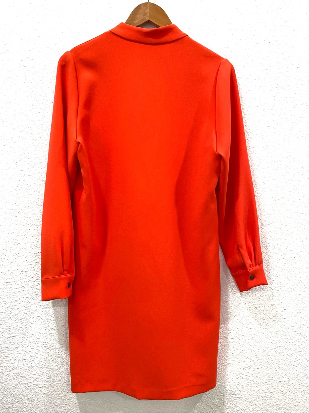 Lola & Sophie New York Orange Red Shirt Dress M Long Sleeve V Neck Shift Chic - Picture 5 of 8
